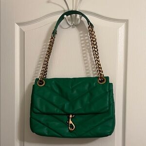 Rebecca Minkoff Emerald Quilted Shoulder Bag with Gold Chain